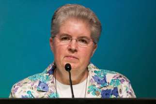Sr. Carol Zinn addresses the Leadership Conference of Women Religious during its annual assembly in Orlando, Fla., last August Zinn was one of four LCWR leaders who recently met with Cardinal Gerhard Mueller, head of the Congregation for the Doctrine of the Faith.