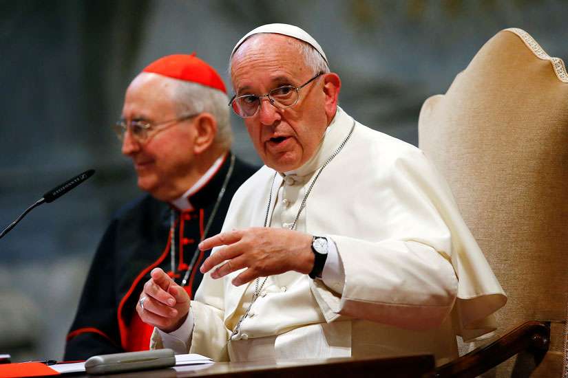 Pope Francis speaks during the opening of the Diocese of Rome&#039;s annual pastoral conference at the Basilica of St. John Lateran in Rome June 16.