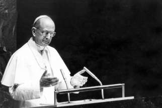 Pope Paul VI makes a special appeal for world peace in 1965 at the United Nations headquarters in New York. 