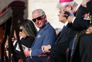 Britain&#039;s Prince Charles waits for the start of the canonization Mass for five new saints celebrated by Pope Francis in St. Peter&#039;s Square at the Vatican Oct. 13, 2019.
