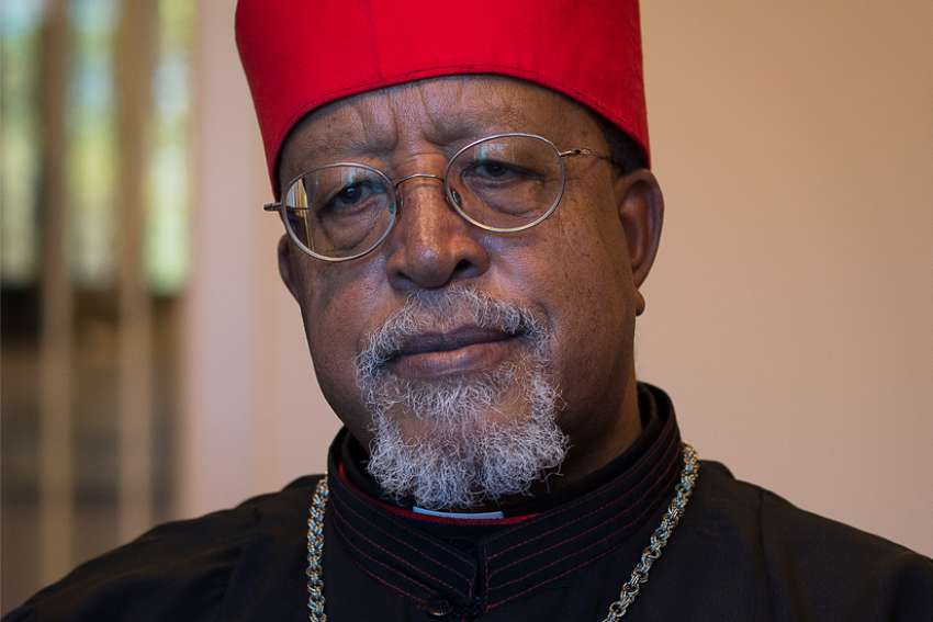 Ethiopian Cardinal Berhaneyesus Souraphiel is seen at the headquarters of the U.S. Conference of Catholic Bishops in Washington Oct. 24, 2019.
