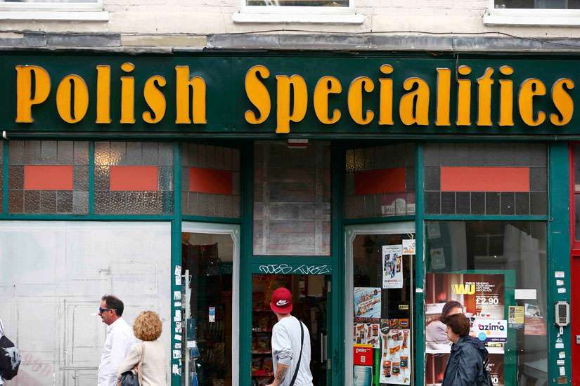 A Polish delicatessen is seen in the Hammersmith section of London June 27. Xenophobic incidents included the vandalism of the buildings of a Polish social and cultural association in London and the verbal abuse of foreigners on a tram in Manchester. 
