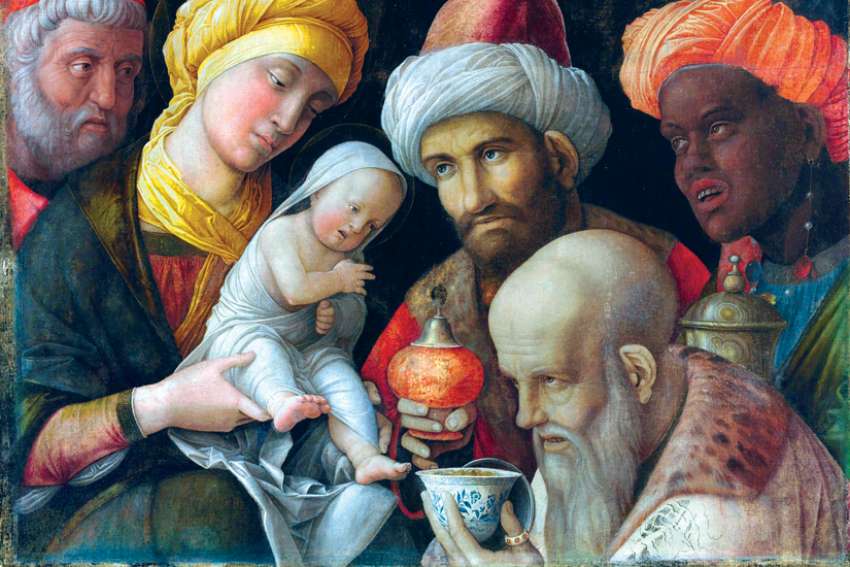 Andrea Mantegna’s 15th-century Adoration of the Magi. The Epiphany commemorates the Magi’s visit to the Christ Child.