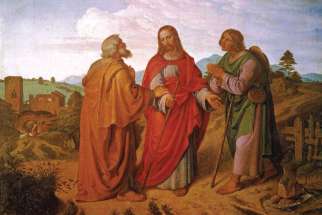 Joseph von Führich’s 1837 painting of the disciples meeting Jesus on the road  to Emmaus. 
