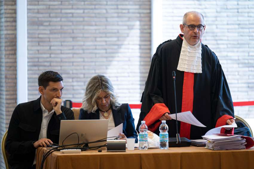 Alessandro Diddi, Vatican deputy prosecutor, speaks during the 19th session of the trial of defendants accused of financial crimes at the Vatican in this May 31, 2022, file photo. At the June 6 session of the trial, London-based Italian financier Raffaele Mincione said the Vatican Secretariat of State&#039;s decision to back out of an investment in a London property is to blame for the Vatican&#039;s financial losses.
