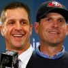 Baltimore Ravens head coach John Harbaugh and his brother, San Francisco 49ers head coach Jim Harbaugh, are pictured in a combination photo in late January. Jack Harbaugh and his wife, Jackie, are bracing for the the battle between the siblings in the Feb. 3 Super Bowl