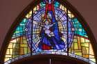 Virgin Mary and Christ Child stained glass at St. John the Evangelist Anglican Church in London, Ont., created in 1983 by artist Christopher Wallis.