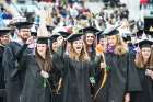 Graduates celebrate at the University of Notre Dame at the conclusion of the May 15 commencement ceremony in Indiana.