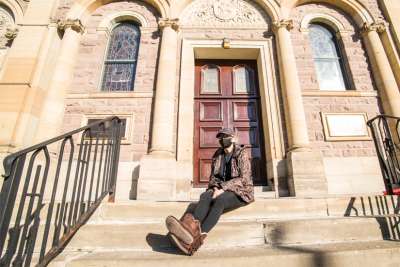 Milanka Pantich, on the steps of St. Paul’s Basilica, has learned how invisible you are when you are poor.