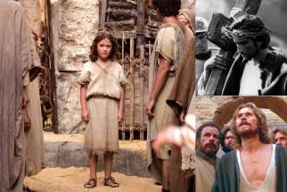 Left, Adam Greaves-Neal is a seven-year-old Jesus in The Young Messiah. Right, Enrique Irazoqui, top, is Jesus in The Gospel of Matthew; below, Willem Dafoe stars in The Last Temptation of Christ.