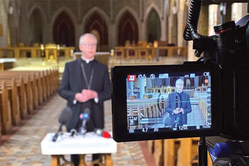 “When people are afraid and anxious, this is when I would invite them to remember that we are a people of faith,” Edmonton Archbishop Richard Smith said at a press conference at St. Joseph’s Basilica after all Masses were suspended in the wake of COVID-19. “We recognize that God has our back, God does not let us down and He’s never aloof.  Trust that God is drawing close to us — that’s the reason for our hope.”
