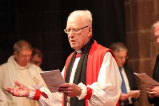 Lord Carey of Clifton, England, who served as Anglican archbishop of Canterbury 1991-2002, preaches during a service of Christian unity in the Anglican cathedral in Chester Jan. 19. Lord Carey said he would dissent from the Church of England&#039;s teaching a gainst assisted suicide and vote for a bill scheduled to be debated in the British Parliament.
