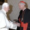 Pope Benedict XVI greets Cardinal Donald W. Wuerl of Washington Jan. 16 at the Vatican. Cardinal Wuerl and his auxiliary bishops are making their &quot;ad limina&quot; visits to the Vatican to report on the status of the archdiocese.