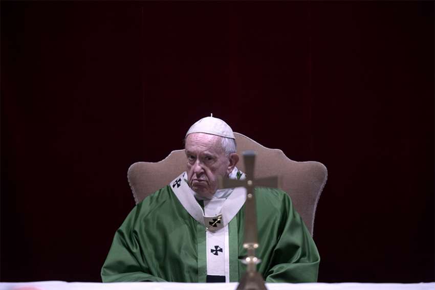 Pope Francis celebrates a Mass attended by the heads of bishops&#039; conferences from around the world on the last day of the four-day meeting on the protection of minors in the church at the Vatican Feb. 24, 2019.
