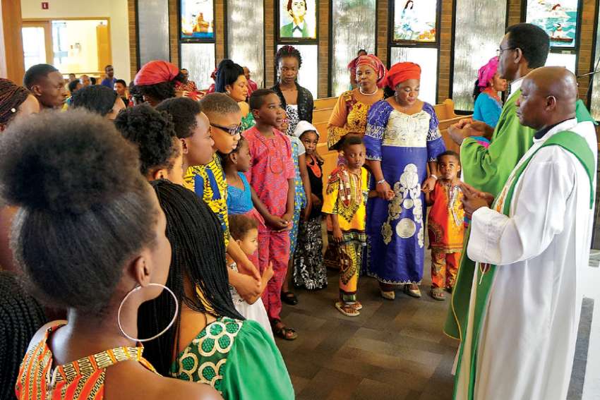 An African Mass is held the last Sunday of every month at St. Dominic Savio Parish. Up to 200 people come from parishes across Edmonton and from as far as Fort Saskatchewan for the Mass. 