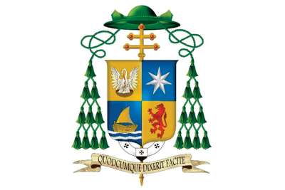 The episcopal coat of arms of Archbishop Francis Leo.