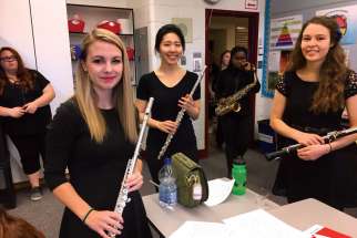 After only a month of rehearsals, music students from St. Francis Junior High School and Catholic Central High School spent a day in November to film and record their unique rendition of The Tragically Hip’s “Ahead By A Century.”