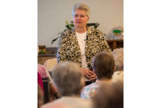 Sr. Carol Zinn, a Philadelphia-based Sister of St. Joseph, speaks to Canadian sisters and religious order priests and brothers in Toronto June 3. Zinn was one of the group of women religious who met with Pope Francis for 50 minutes May 15 to discuss the future of religious life and U.S. women religious.