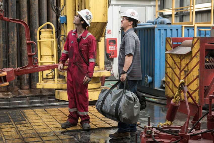 Dylan O&#039;Brien and Mark Wahlberg star in a scene from the movie &quot;Deepwater Horizon.&quot;