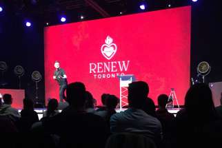 Catholic young adults gather for a presentation at the Archdiocese of Toronto&#039;s Renew Conference, Nov. 5, 2022.