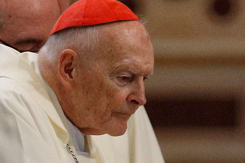 Then-Cardinal Theodore E. McCarrick attends a Mass in Rome April 13. The prelate, no longer a member of the College of Cardinals, has been accused of abusing a minor decades ago when he was a priest and being sexually inappropriate with seminarians in more recent years as a bishop. He has denied the allegations but his case roiled the U.S. Catholic Church in 2018 amid a growing abuse crisis. 
