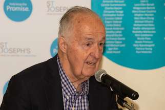 Hans Koehle announces his $11.6-million donation June 5 that will create a palliative care centre at Toronto’s St. Joseph’s Hospital.