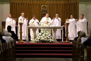 Halifax Archbishop Anthony Mancini celebrates the opening Mass of the 96th annual national convention of the Catholic Women&#039;s League of Canada and the World Union of Catholic Women&#039;s Organizations North American Conference in Nova Scotia Aug. 14.