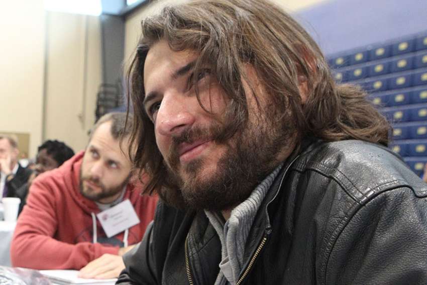 Juan Grabois, an attorney with the Confederation of Workers of the Popular Economy in Buenos Aires, Argentina, pictured Feb. 17, was among the speakers at the U.S. Regional World Meeting of Popular Movements in Modesto, Calif.