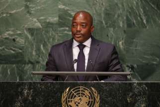 Congolese President Joseph Kabila speaks during an event in late April at U.N. headquarters in New York. Catholic bishops in Congo have warned of chaos if government and opposition leaders fail to agree to a timeline for elections and reiterated their commitment to help arrange a compromise.