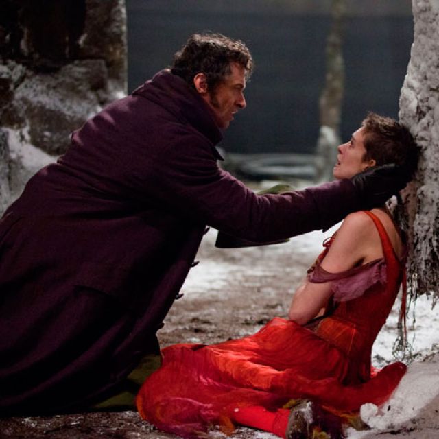 Hugh Jackman and Anne Hathaway star in a scene from Les Miserables, the big-screen adaptation of the long-running stage show. 
