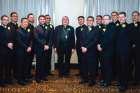 Cardinal Thomas Collins with the soon-to-be ordained priests at the last Ordinandi Dinner before the pandemic moved the annual dinner to the virtual realm for two years. 