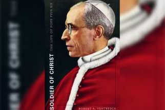 This is the cover of &quot;Soldier of Christ: The Life of Pope Pius XII&quot; by Robert A. Ventresca. 