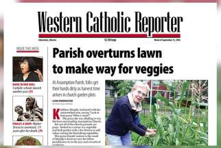 The cover of the Western Catholic Reporter on Sept. 12, 2016. The Edmonton-based Catholic newspaper, which has been publishing for over 50 years, will be putting out its final edition on Sept. 26.