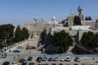 An overview of Manger Square and the Church of Nativity in Bethlehem.