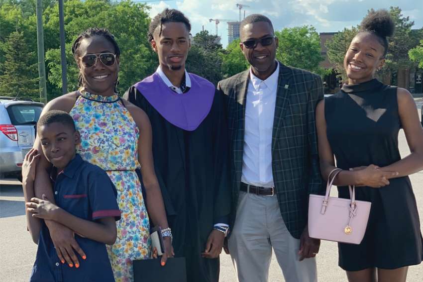 Charline Grant, left, with her husband and three children. Grant is the first system navigator for Parents of Black Children (PoBC) in York Region.