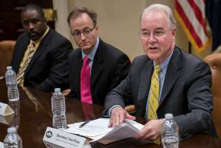 Health and Human Services Secretary Tom Price conducts a health care listening session June 21 at the White House in Washington. &quot;An acceptable health care system provides access to all, regardless of their means, and at all stages of life,&quot; Bishop Frank J. Dewane of Venice, Fla., said in a June 22 statement.