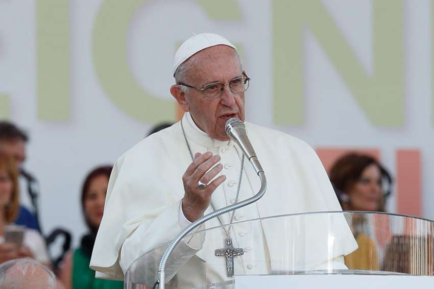 Pope Francis in Rome June 3. Speaking with members, consulters and guests of the Pontifical Council for Interreligious Dialogue June 9, the Pope said women&#039;s right to fully participate in society must be upheld.
