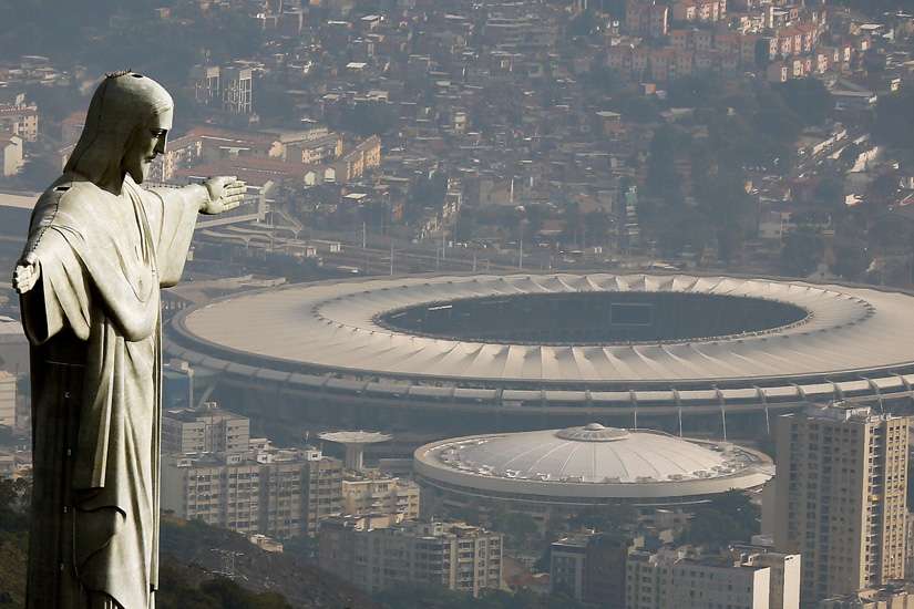 An aerial view of Rio de Janeiro July 16 shows the Christ the Redeemer statue with Maracana stadium in the background.