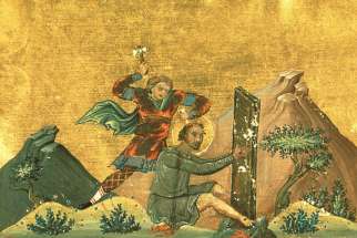 Depiction of Saint Elian (on the right).