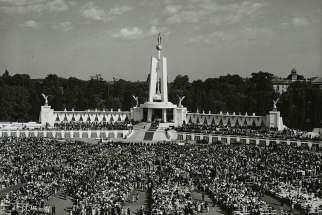 Thousands jam Ottawa’s Lansdowne Park for the consecration of Canada to the Immaculate Heart of Mary on June 22, 1947.