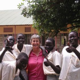 Loretto Sister Anne Mary with students from the Loreto Secondary Boarding School in South Sudan.