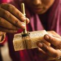 An artisan from a group called Sacred Mark in Bangladesh makes soap, which Ten Thousand Villages sells in Canada. Benefitting victims of the Bangladesh sex trade, Sacred Mark is part of a rehabilitation program to train these women and offer the possibility of a new life.