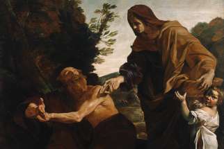Elijah Receiving Bread from the Widow of Zarephath. 