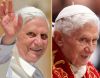 Pope Benedict XVI is shown in side-by-side images from 2005 and 2013. At left is the pope in a photo taken May 4, 2005, about two weeks after his election. At right is an image taken Feb. 9 at the Vatican. The 85-year-old German pontiff announced Feb. 1 1 that he was stepping down saying his does not have the strength to exercise ministry over the universal church.