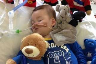 Alfie Evans picture lying in his hospital bed at Alder Hey Hospital. He has been hospitalized continuously since Dec. 2016, suffering from chronic seizures of an undiagnosed disorder. Evans is in a “semi-vegetative state” and on life support at Alder Hey Children&#039;s Hospital in Liverpool, where doctors have said further efforts are futile and went to court to argue that continuing treatment, as his parents wish, is not in Evans&#039; best interest.