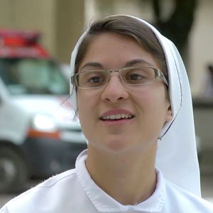 Franciscan Sister Angela Alves da Cruz talks to Catholic News Service outside Rio de Janeiro&#039;s Hospital of St. Francis of Assisi, where Pope Francis will visit July 24 during his trip to Brazil for World Youth Day.