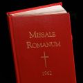 A reproduction of the 1962 Roman Missal. It was used until 1970 following the reforms of the Second Vatican Council.