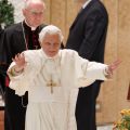 Pope Benedict XVI greets pilgrims during his general audience in Paul VI hall at the Vatican Nov. 30. 