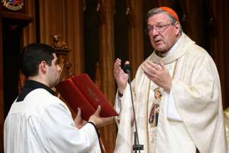 Australian Cardinal George Pell, prefect of the Vatican Secretariat for the Economy, celebrates Mass in late March in Sydney.