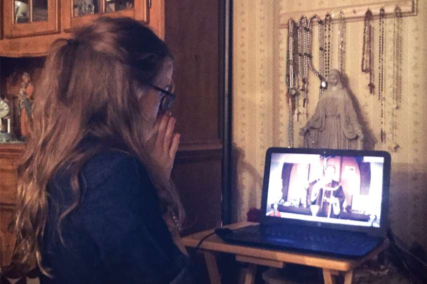 Sara Rose Smith of Custer County, Neb., is enriching her faith life during self-isolation by watching live-streamed church services.